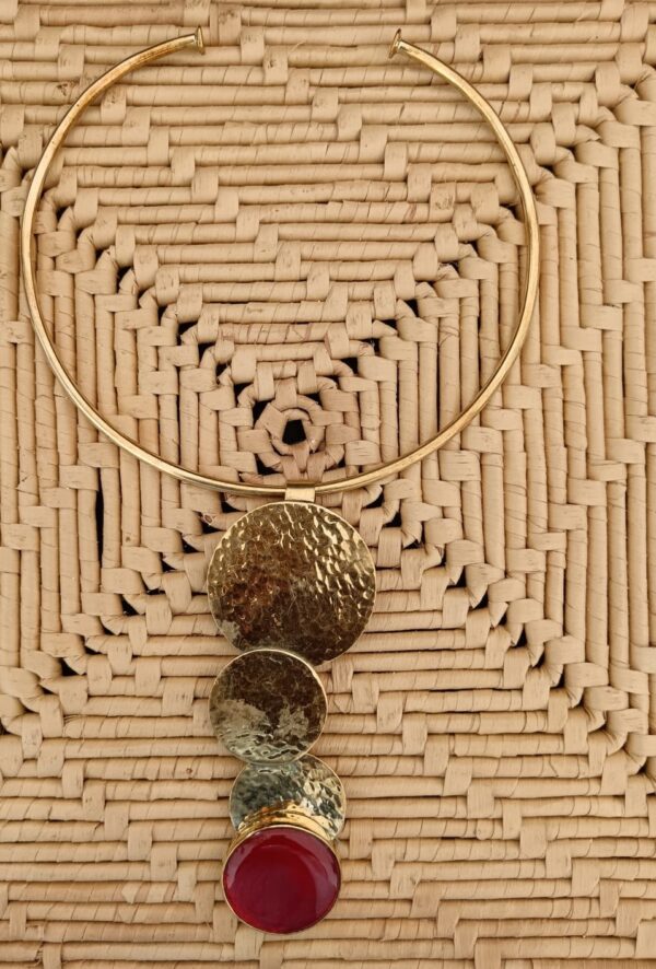 collier 3 ronds pierre rouge